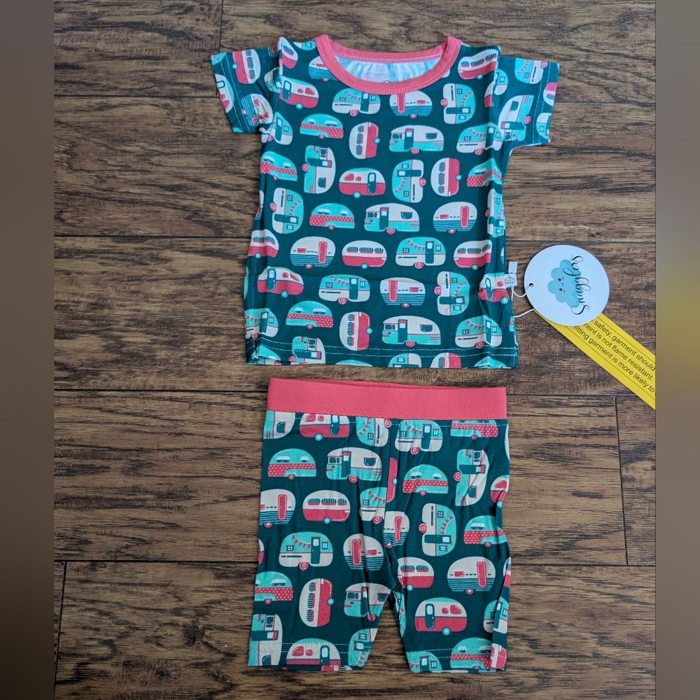 NWT Bamboo‎ Girly Camper 2 Piece Short Pajama Set